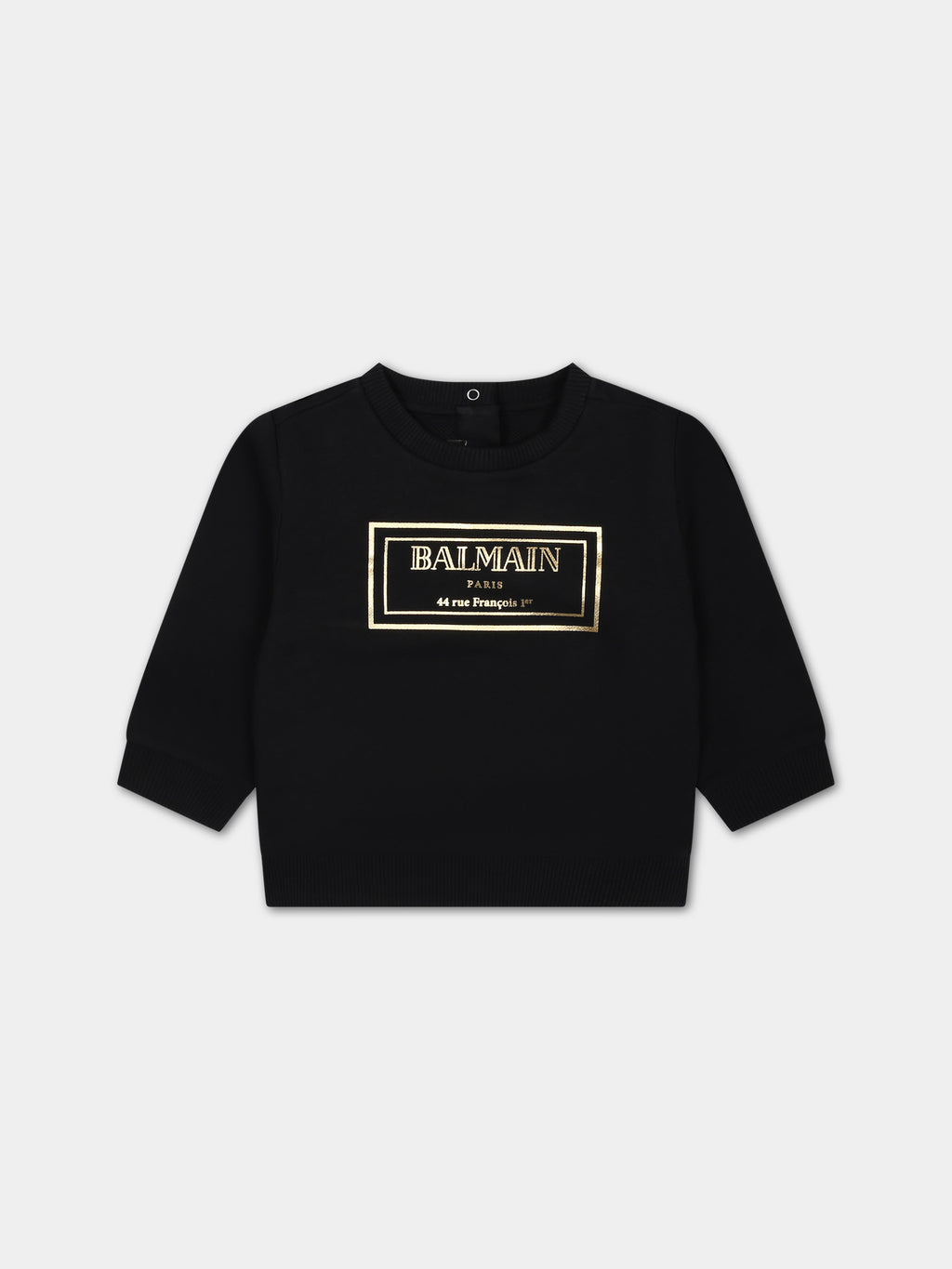 Black sweatshirt for babies with gold logo